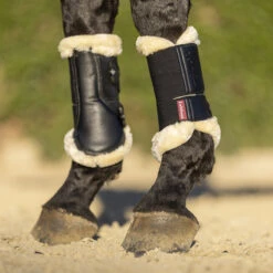 Beenbeschermers LeMieux Fleece Edge Mesh Brushing Black-beige -Weath Paard Winkel beenbeschermers lemieux fleece edge mesh brushing black beige 1500x1500 187424